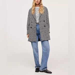 MANGO Women's Herringbone Double-Breasted Coat - XS